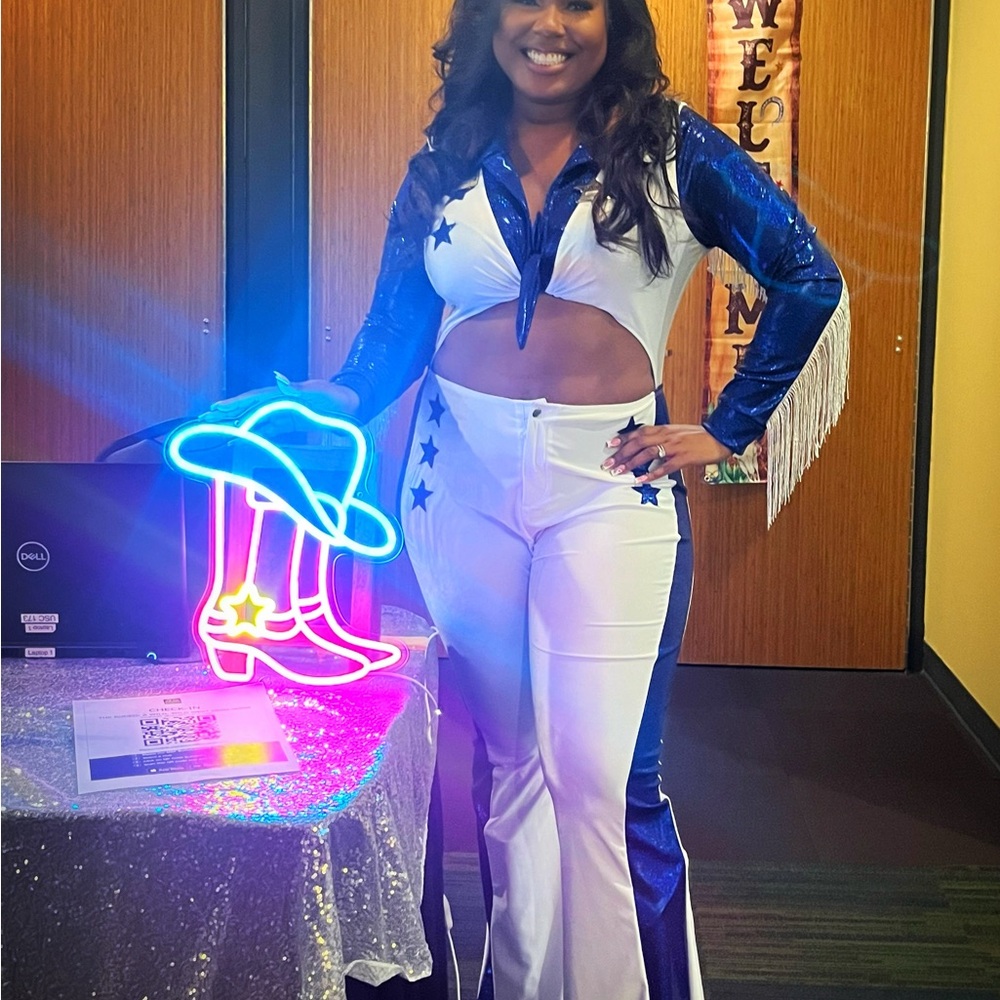 Fashion Nova Blue and White Star Jumpsuit